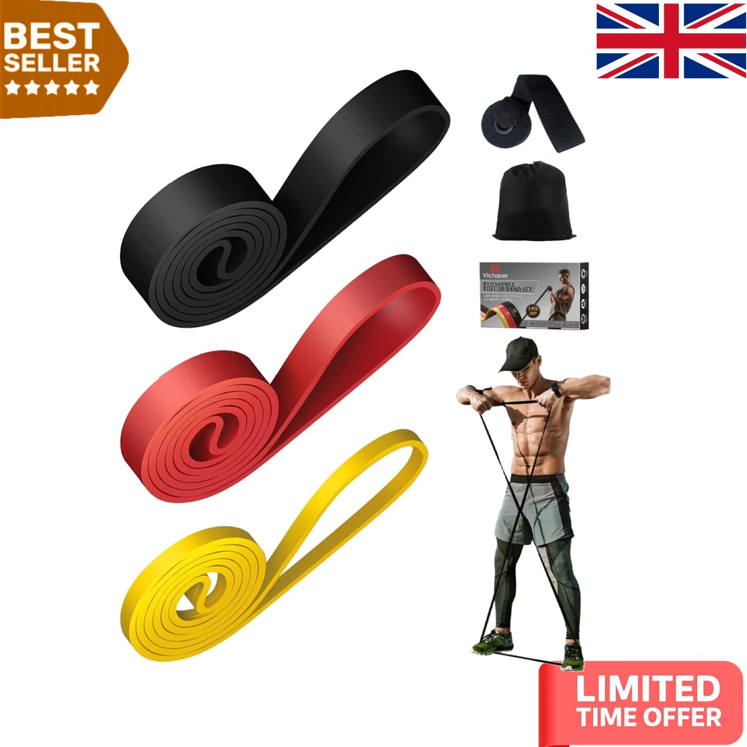 Portable Natural Rubber Resistance Bands with Door Anchor for Versatile Workouts
