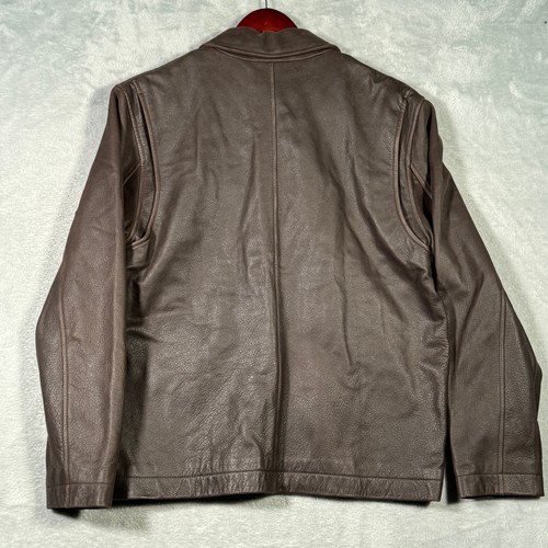 Eddie Bauer Leather Jacket Mens Medium Brown Full Zip Journeyman Antique $348 - Picture 8 of 9