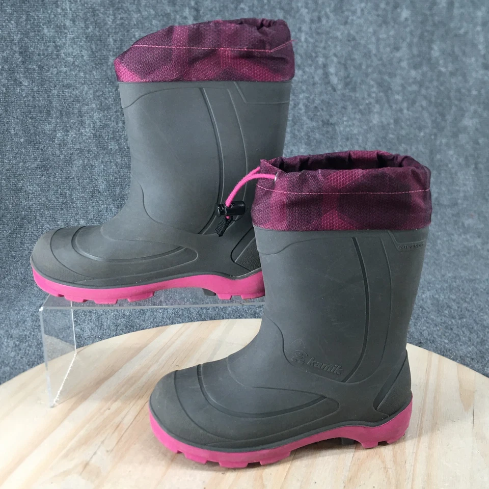 Botas de neve Kamik crianças 2 esnobuster cinza meia panturrilha puxar impermeável conforto - Imagem 2 de 4