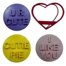 FLIRT CANDY HEARTS SET OF 4 COOKIE CUTTERS MADE IN USA PR9018