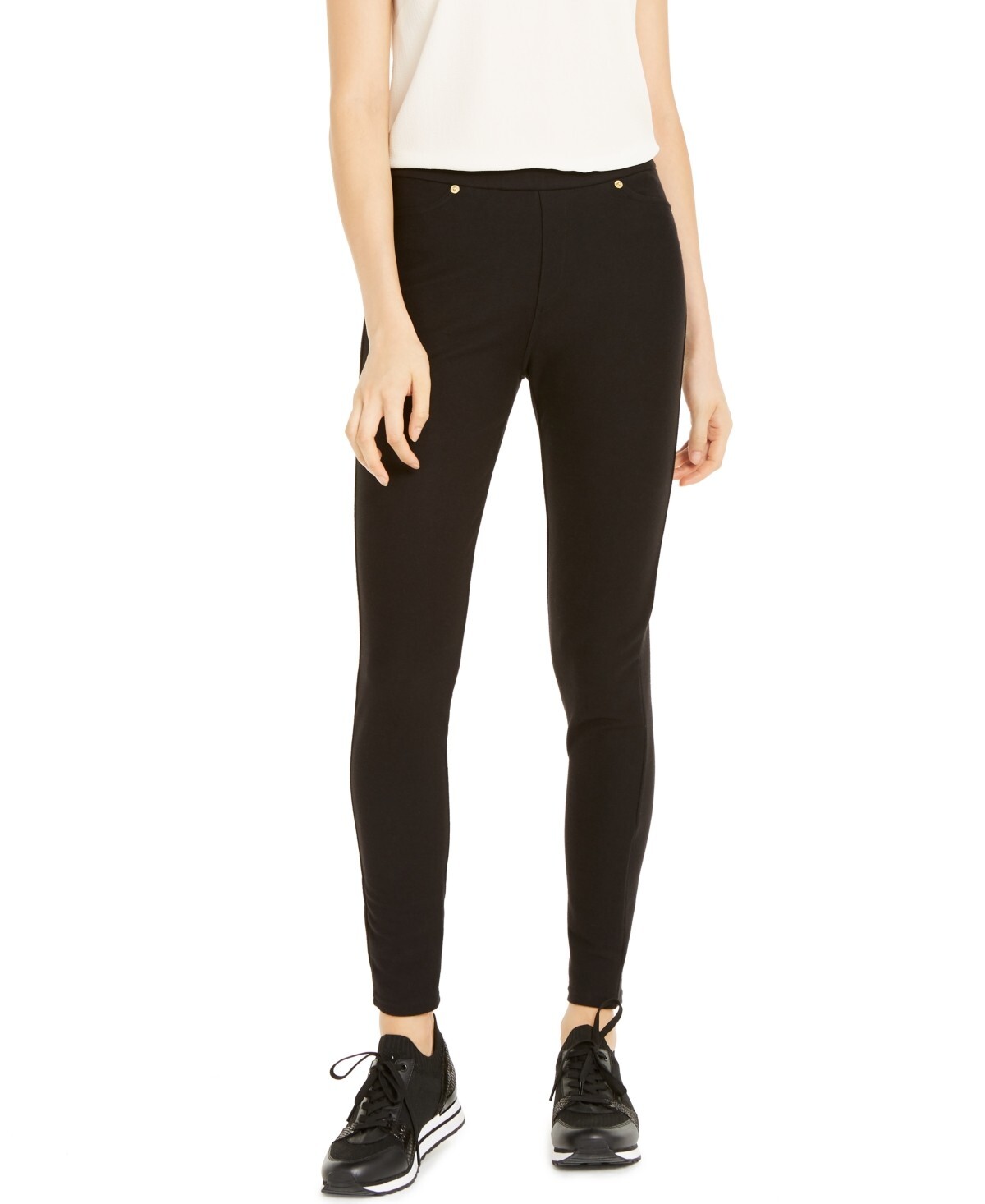 Michael Kors Women's Stretch Twill Leggings Pants, Black, Size P