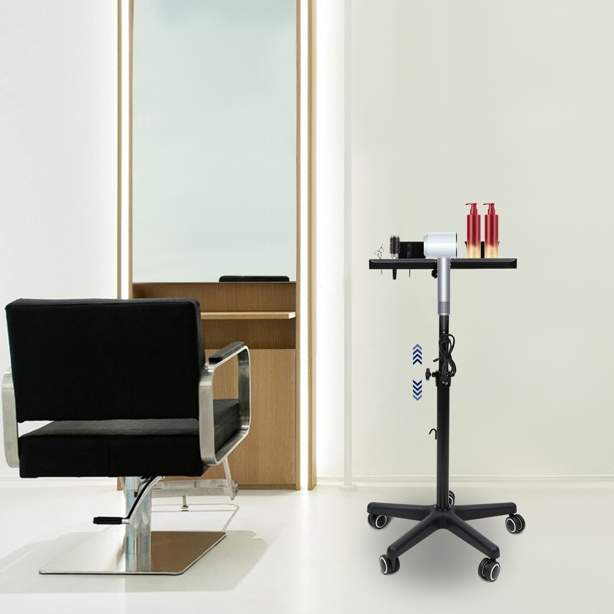 Rolling Salon Tray Cart, Hair Extension Tool Height Adjustable