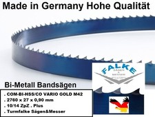 10/14 f&uuml;r Metallbands&auml;gen Bands&auml;geblatt M 42 HSS 2760 x 27 x 0,9 mm