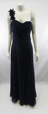 BILL LEVKOFF Formal Chiffon Bridesmaid Dress One Shoulder Navy Size 10 PD70