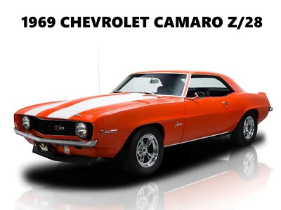 1969 Chevrolet Camaro Z/28 NEW Metal Sign: Hot Rod Resto in Orange & White