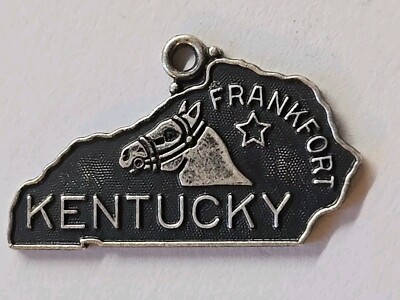 Sterling Silber ~ KENTUCKY Charm ~ Frankfurt ~ CUT OUT MAP ~ VINTAGE!