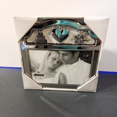 NEW IN BOX Malden 4x6 IN - 10.1x15.2 CM Picture Frame I DO Wedding Chrome Silver