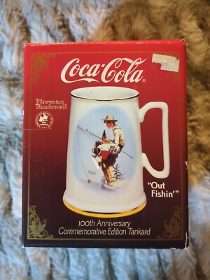 Coca-Cola Normal Rockwell Out Fishin' 100th Anniversary Tankard / Mug