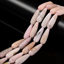 Natural Pink Opal Smooth Teardrop Beads Size 6x16mm 8x20mm 10x30mm 15.5" Strand