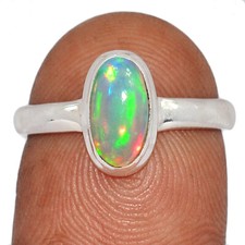 Natural Ethiopian Opal 925 Sterling Silver Ring Jewelry s.7 CR63959