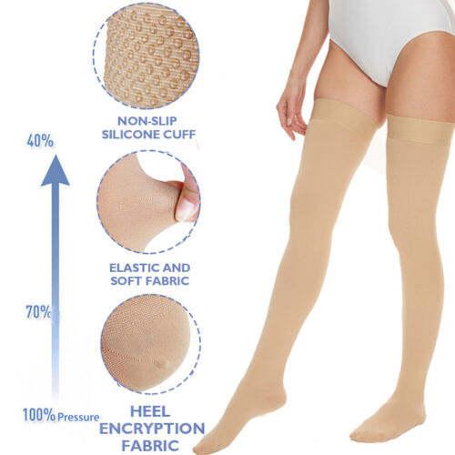 Thigh High Compression Stockings 20-30mmHg Improve Circulation Pregnancy Support - Picture 11 of 12