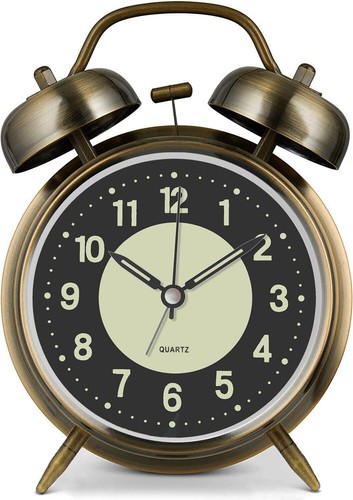 New Silent Alarm Clock Double Bell Loud Retro Mechanical Bedside Night Light AUS - Picture 7 of 7
