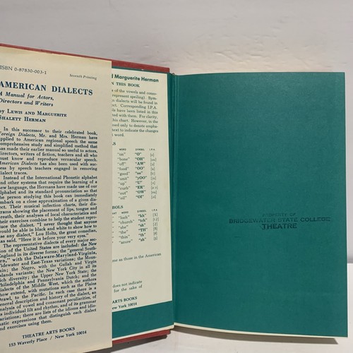 American Dialects Lewis Herman 1978 Hardcover Dust Jacket Theatre Arts Books - Imagen 4 de 7