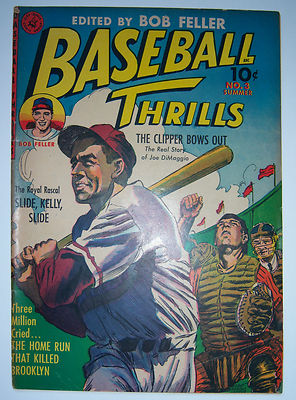 BASEBALL THRILLS No. 3 Summer, Joe DiMaggio story, Bob Feller, Ziff Davis Comic