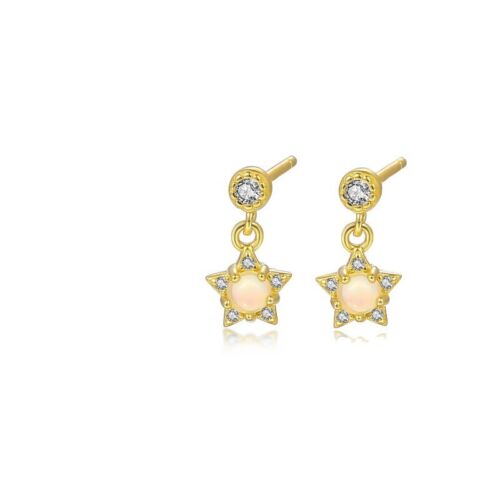 Pendientes Huggie Apilables Dije Ópalo Cristal Luna Estrella Celestial De Colección - Imagen 22 de 28