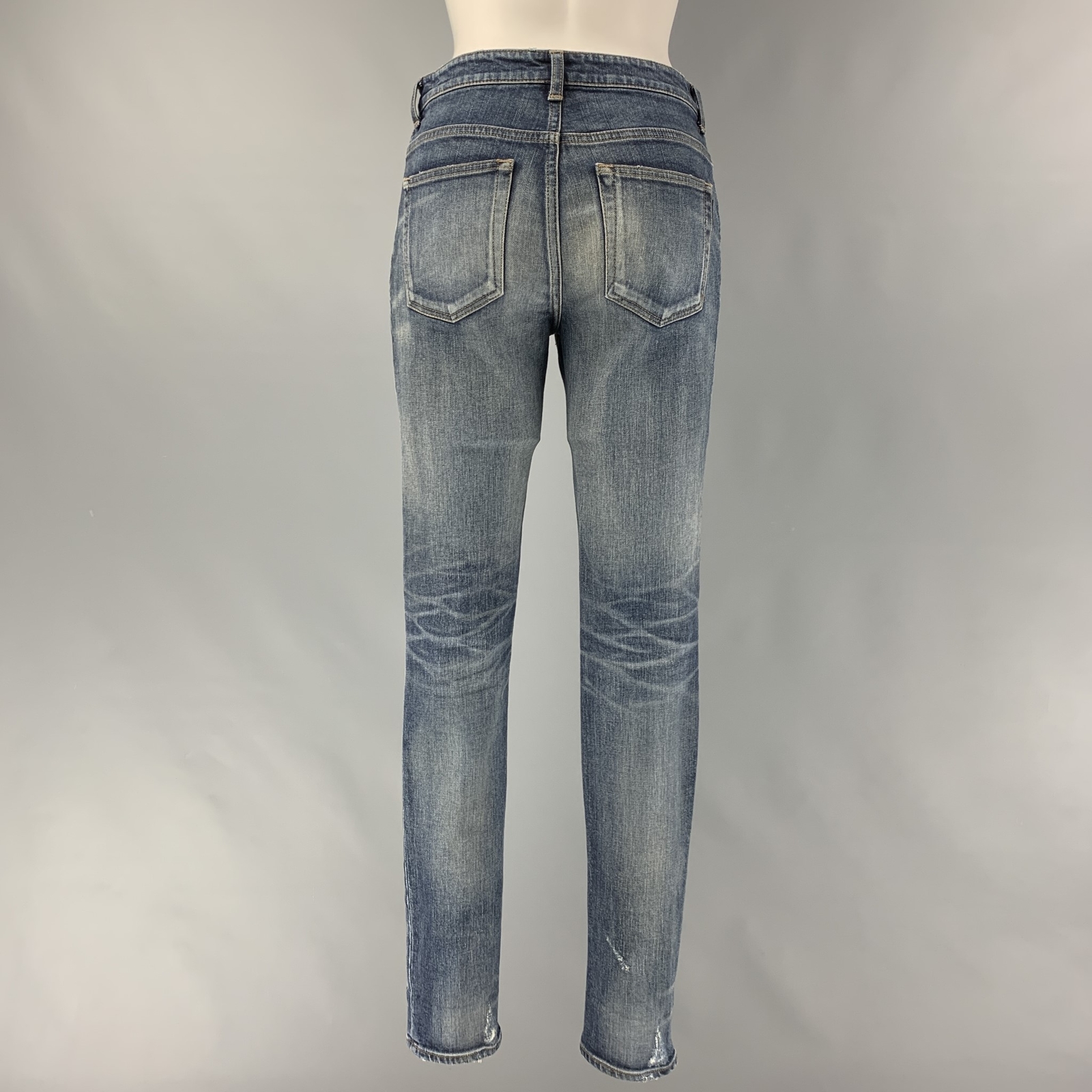 Jeans skinny blu Saint Laurent taglia 26 cotone effetto invecchiato