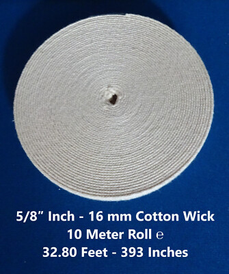 5/8 Inch -16 mm  Oil Lamp Lantern Wick 10 Meter Roll   FREE Shipping Worldwide