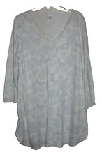 Carole Hochman L Cotton Nightgown Blue Paisley Floral Long Sleeve Knee Length