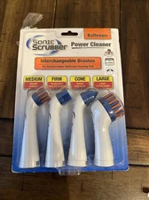 G SonicScrubber Bathroom Cleaning 4 Interchangeable Brush Heads Tools Power New