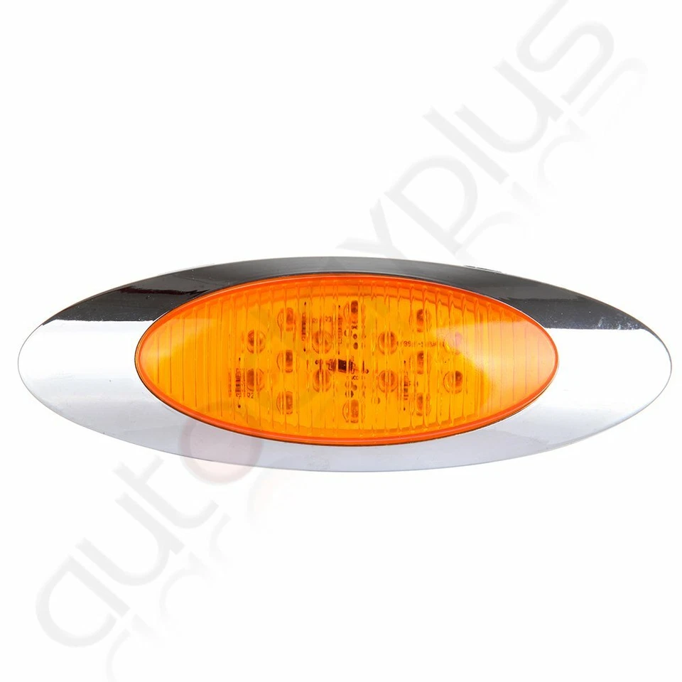 8x 6.5'' 16LED Amber Side Marker Clearance Light for Freightliner w/Chrome Bezel - Image 4 of 4