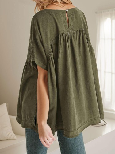Womens Summer Babydoll Tops Casual Loose Fit Peplum Oversized Tunic Shirts - Picture 3 of 14