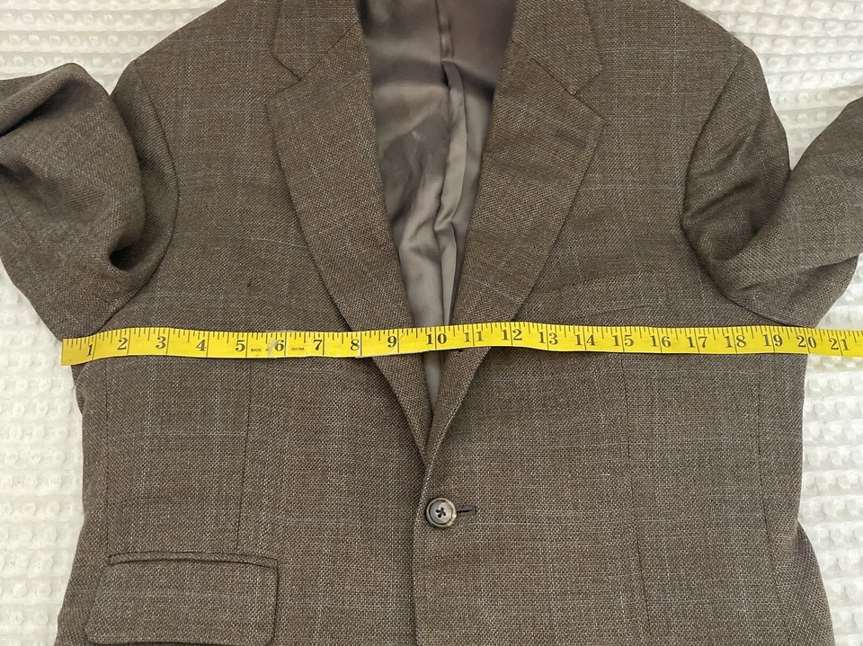 Chaqueta Blazer Abrigo Deportivo H. Freeman Para Hombres 40R Marrón Azul Claro a Cuadros Foto 4 de 4