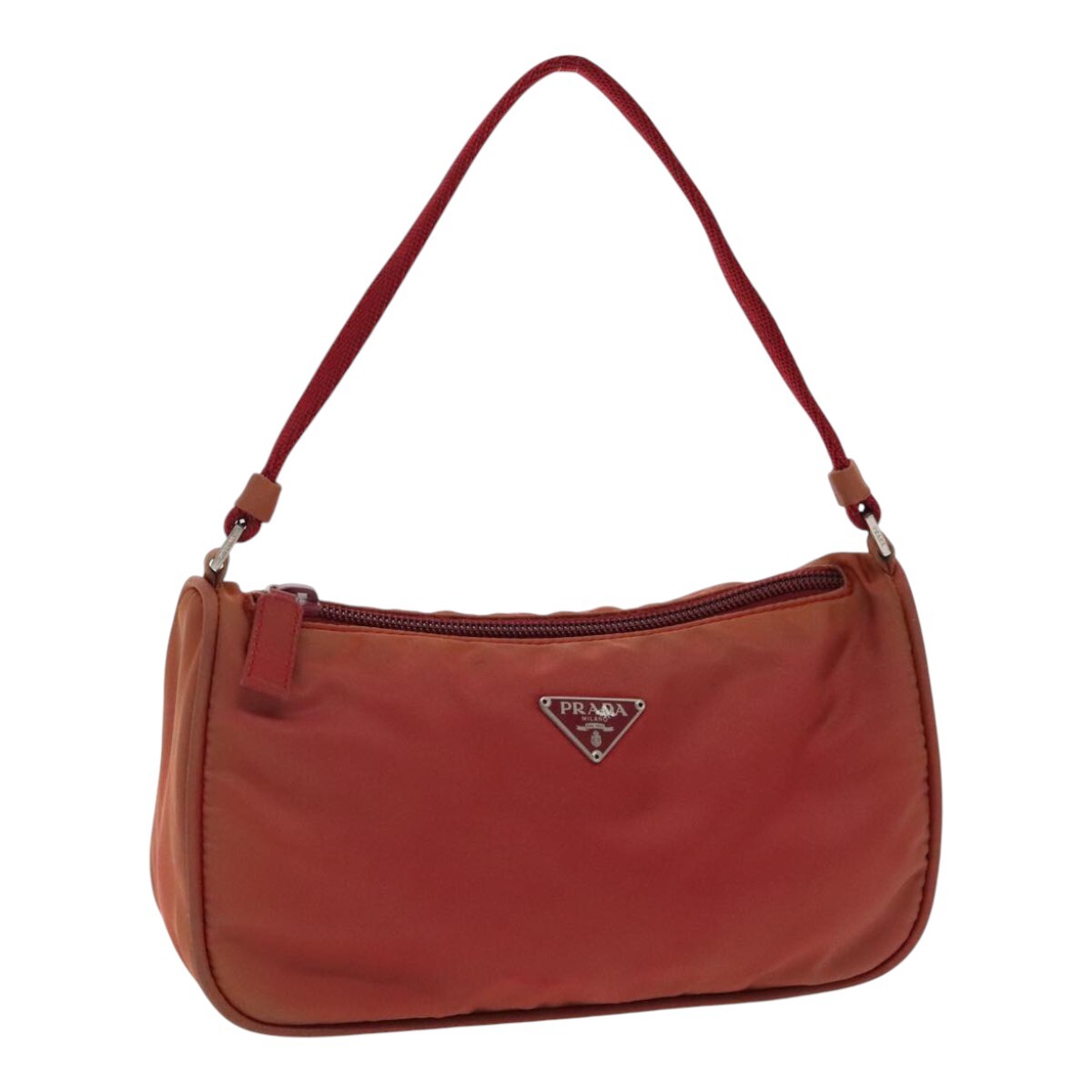 PRADA Accessory Pouch Nylon Red Silver Auth 96011 | eBay