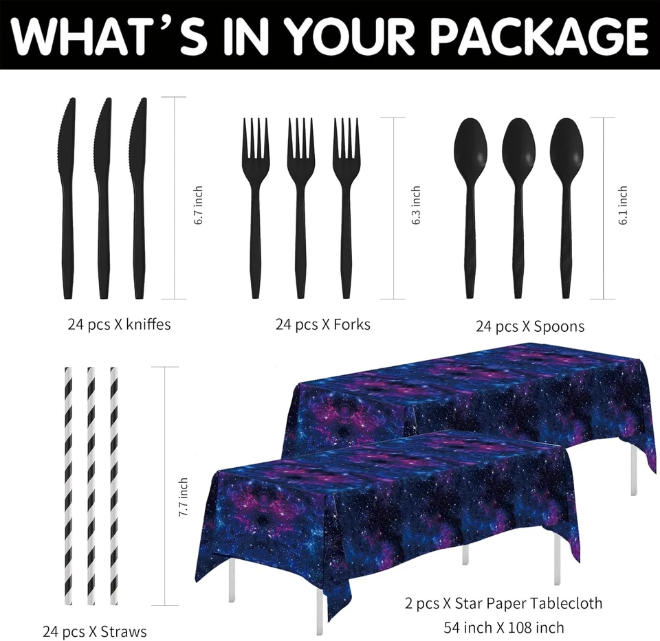 Vajilla decoraciones fiestas espacio galaxia - espacio exterior suministros para fiestas de cumpleaños, Foto 3 de 4