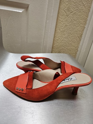 Clarks orange Slingback Wildleder Kätzchen Absätze. UK GRÖSSE 3,5 D