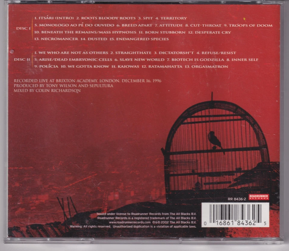 Sepultura Under A Pale Grey Sky CD 2005 Limited Edition Max Cavalera Live Final - Image 2 of 2