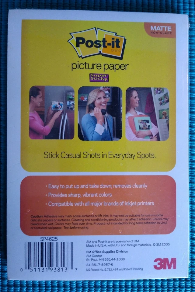 Post it Sticky Picture Paper Sheets 4x6" Inkjet Matte 25 Sheets print peel craft - Image 2 of 2