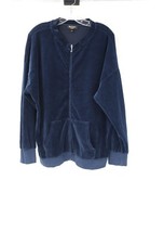 Juicy Couture velour track jacket Womens Small Black Label Blue Full Zip soft