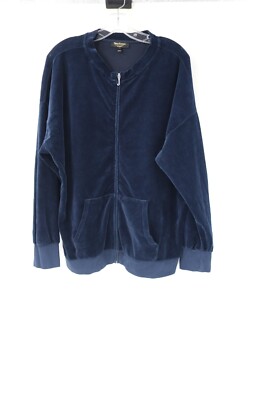 Juicy Couture velour track jacket Womens Small Black Label Blue Full Zip soft