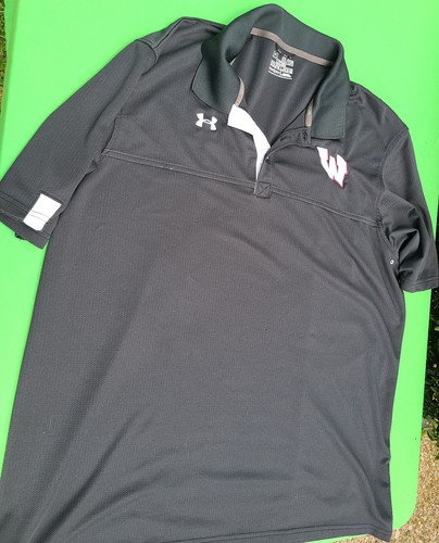 Wisconsin badgers Polo shirt Men's Black 2XL Under Armour - Picture 2 of 8