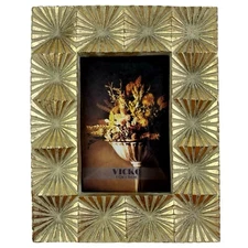 Ornate Art Deco Picture Photo Frame Starburst Antique Gold 3D Textured Resin 4x6