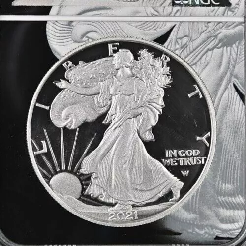 NGC *GRADED PF 69 ULTRA CAMEO* 2021-W Silver Eagle Dollar *Eagle Landing T-2*