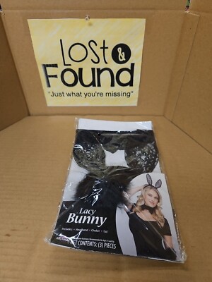 Fun World Halloween Sexy Lacy Bunny Ears Choker & Tail 3pc Costume Accessory Kit