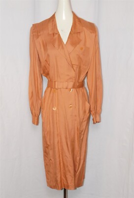 Vintage NEIMAN MARCUS Salmon Shade Pure Silk Trench Dress