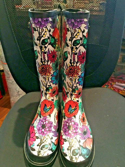 multi colored rain boots