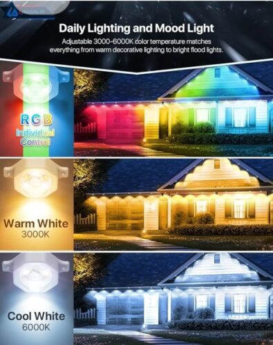 Permanent Outdoor Lights 150ft for Outside House with 120 LEDs, RGB+Warm/Cool... - Picture 4 of 12