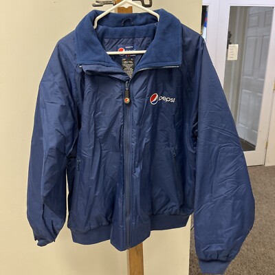 Vintage Aramark Pepsi Cola Blue Bomber Jacket Fleece Lined Mens Size XL  NWOT