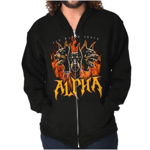 Urban Streetwear New World Order Alpha Dog Sweatshirt Zip Up Hoodie Men Women