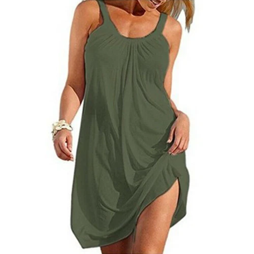 Womens Summer Holiday Beach Cover Up Ladies Casual Strappy Sundress Mini Dress - Bild 32 von 32