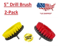 (2-Pack) 5 inch drill brush Heavy & Medium scrub combo car wall tile clean