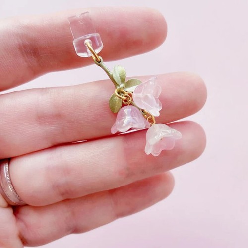 1PC Cute Pink Lily Of The Valley Phone Charm Flower Green Leaf Dust Plug _ou - Afbeelding 3 van 12