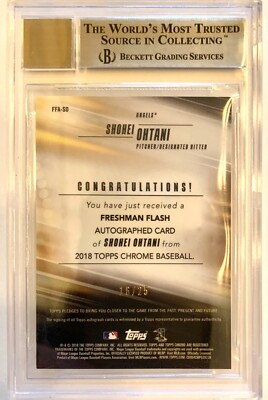 2018 Topps Chrome Shohei Ohtani RC Orange Freshman Flash Auto #/25