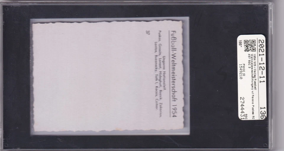 1954 Ws-Verlag Football Coupe Du Monde Hongrie W/Ferenc Puskas RC #37 SGC 3 - Photo 2/2