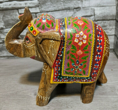 Painted Indian Elephant Figurine From Rajasthan Painted Indian Elephant Figurine From Rajasthan