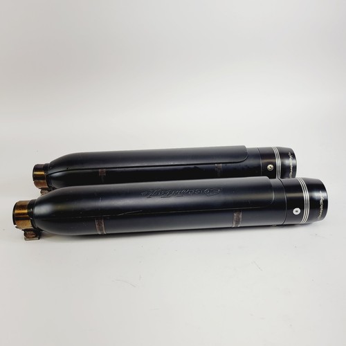 Screamin Eagle Black Harley Davidson Slip-On Mufflers Breakout 2013-2017 - Picture 8 of 12