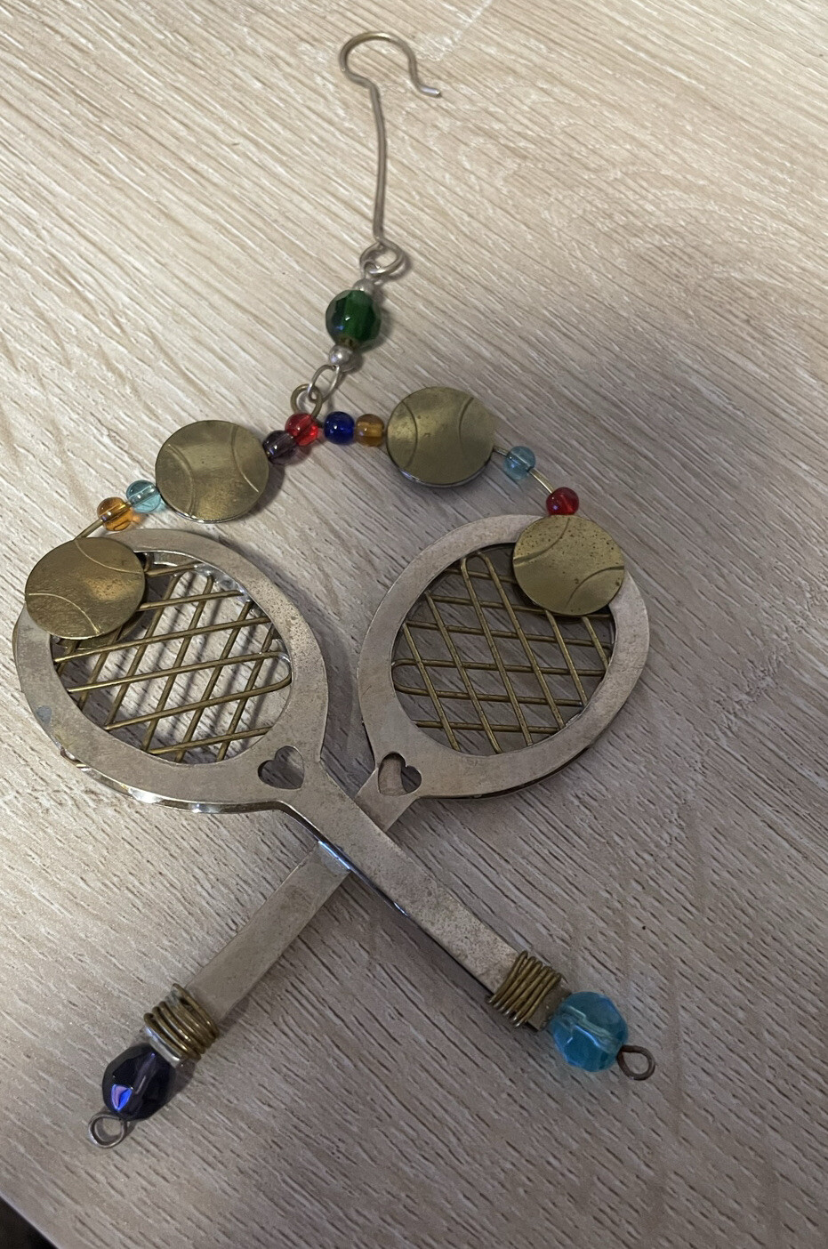 Metal Set Of Tennis Rackets Ornament